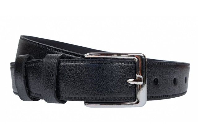 Curea barbati, eleganta, pentru costum, din piele naturala, Negru, 3cm - CK75N
